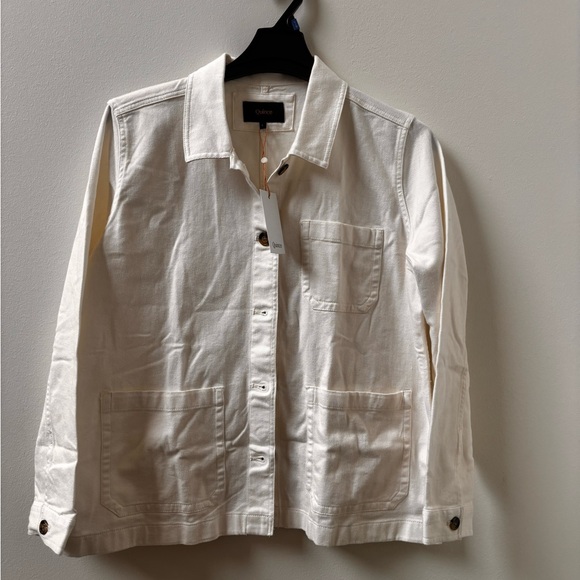 Quince Womens Organic Comfort Stretch Chore Jacket Button cream size L - Picture 3 of 5